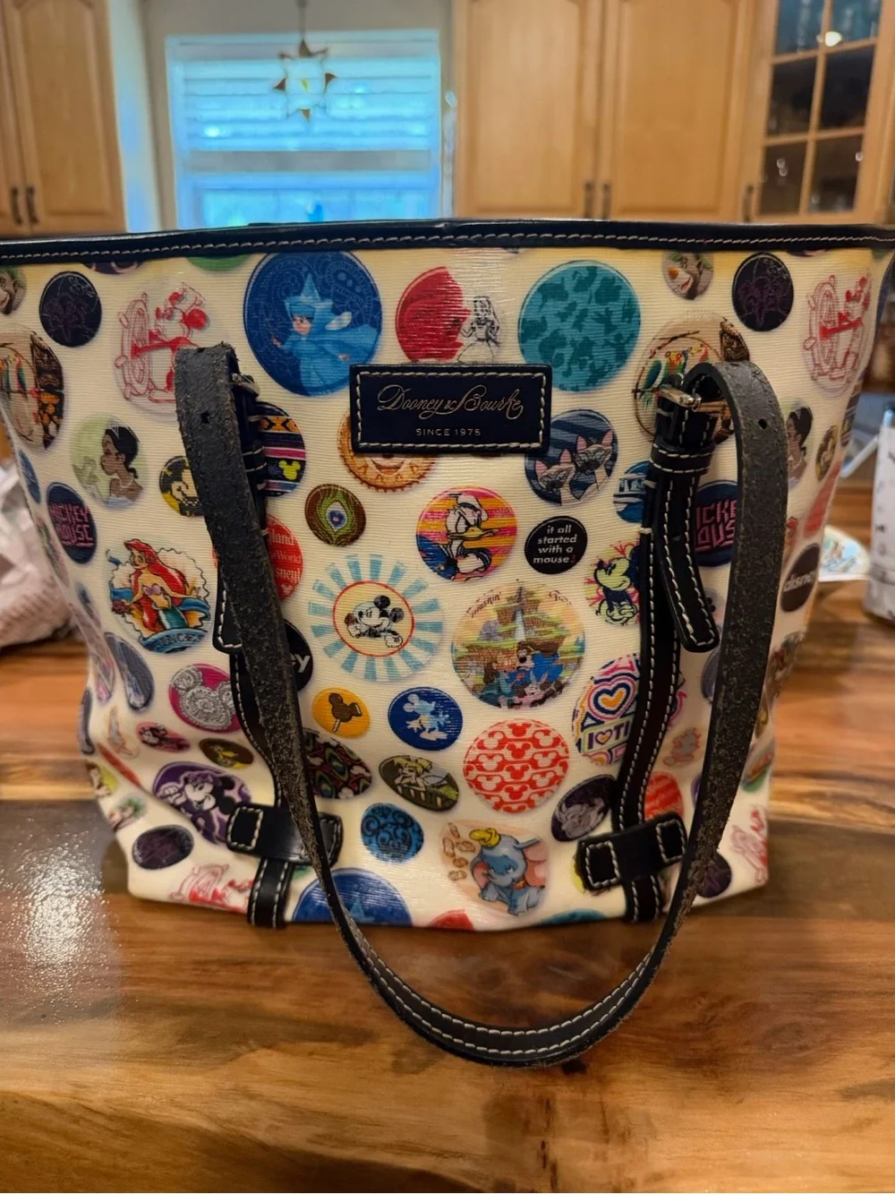 Dooney & Bourke White Multicolor Disney Button Print Tote